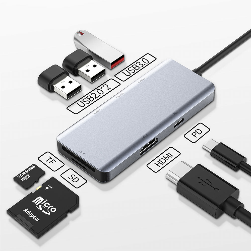 Recci RH07 7 in 1 Type-C Hub PD 100W Şarj Destekli SD Kart-HDMI-USB Çoğaltıcı Kablo 120mm - 2 Recci RH07 7 in 1 Type-C Hub PD 100W Şarj Destekli SD Kart-HDMI-USB Çoğaltıcı Kablo 120mm - 2